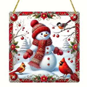 Acrylic Suncatcher - Cardinal Snowman