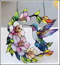 Acrylic Suncatcher - Hummingbird & Flowers