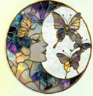 Acrylic Suncatcher - Moon Lady & Butterflies