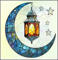 Acrylic Suncatcher - Crescent Moon & Lamp