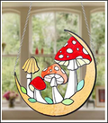 Acrylic Suncatcher - Crescent Moon & Mushrooms