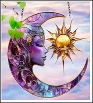Acrylic Suncatcher - Crescent Moon Lady