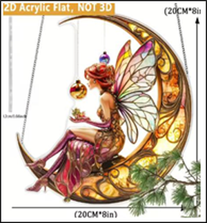 Acrylic Suncatcher - Fairy & Crescent Moon