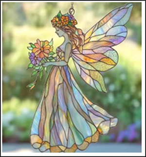 Acrylic Suncatcher - Fairy with a Bouquet
